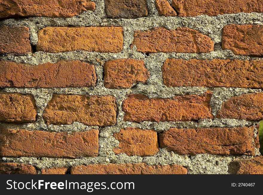 Background of bricks, orange wall. Background of bricks, orange wall