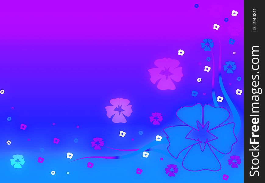 Abstract purpe and blue flower background