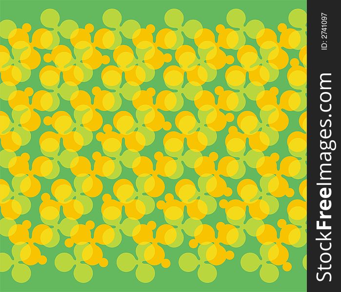 Pattern of yellow trefoils on green background. Pattern of yellow trefoils on green background