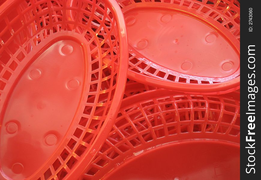 Vivid red plastic food basket