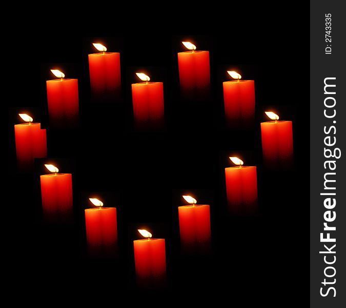 Small candles shaped in a heart. Small candles shaped in a heart