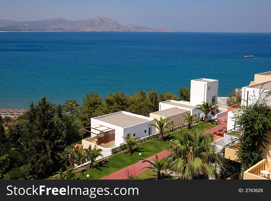 View over mediterranean sea from luxury hotel garden. View over mediterranean sea from luxury hotel garden