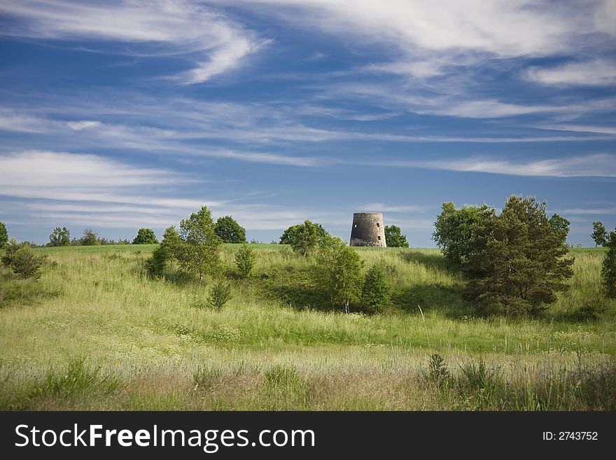 Landscape whit blue sky and green hill in Poland. Landscape whit blue sky and green hill in Poland