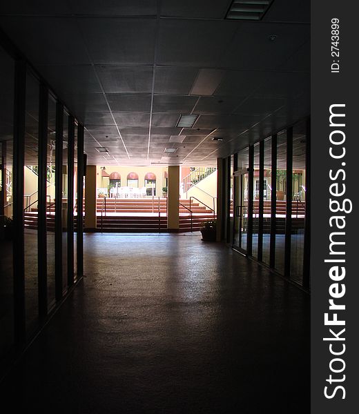 This is a hallway in a outdoor mall. This is a hallway in a outdoor mall.