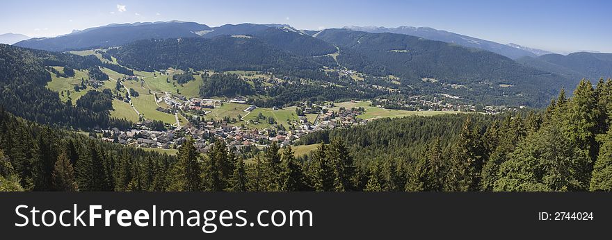 Beautiful summer alpine landscape with village. Beautiful summer alpine landscape with village