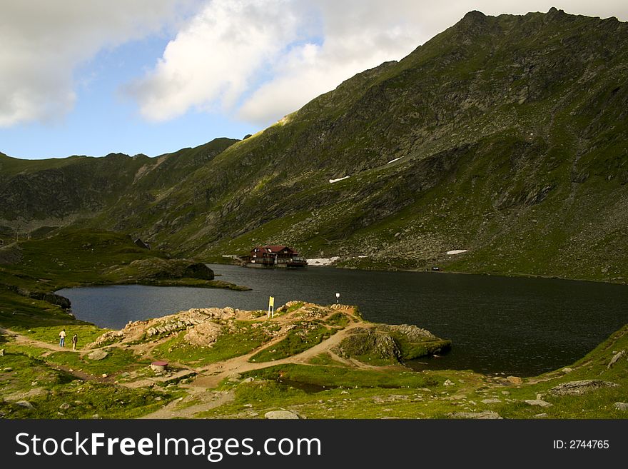 Balea Lake, a glacial lake in Romania