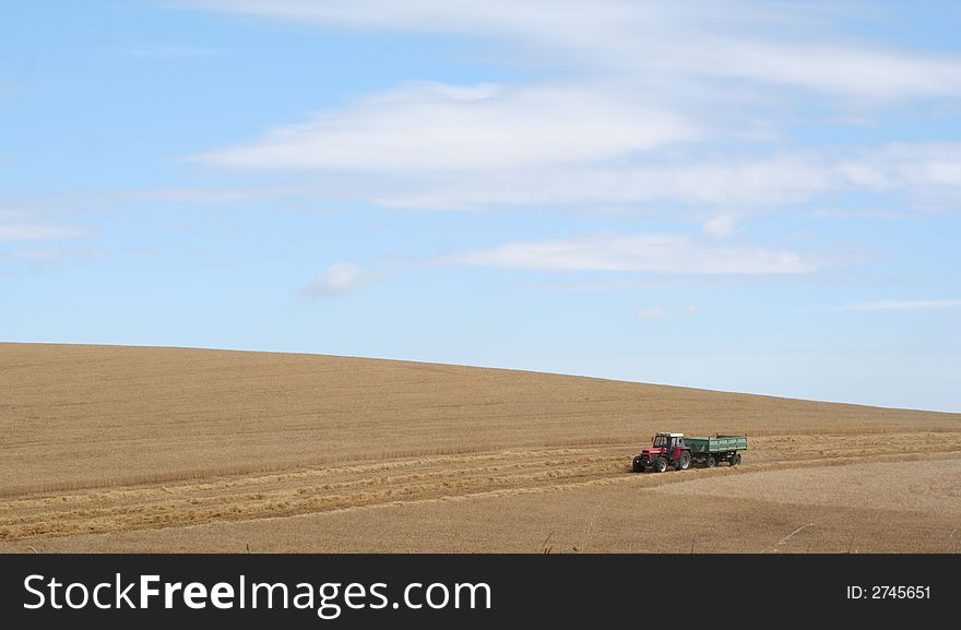 Harvest summer summertime together tractor wheat wheel yellow