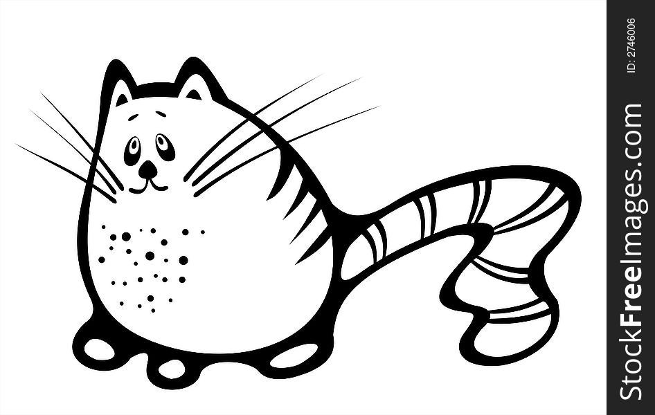 The black-and-white image of a cat in style of figure ink. The black-and-white image of a cat in style of figure ink.