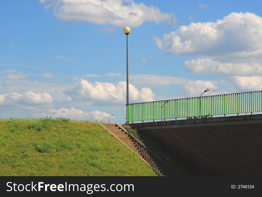 Abstract urban landscape with cloudy sky