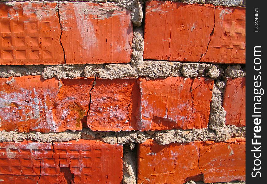 The red brick wall background. The red brick wall background