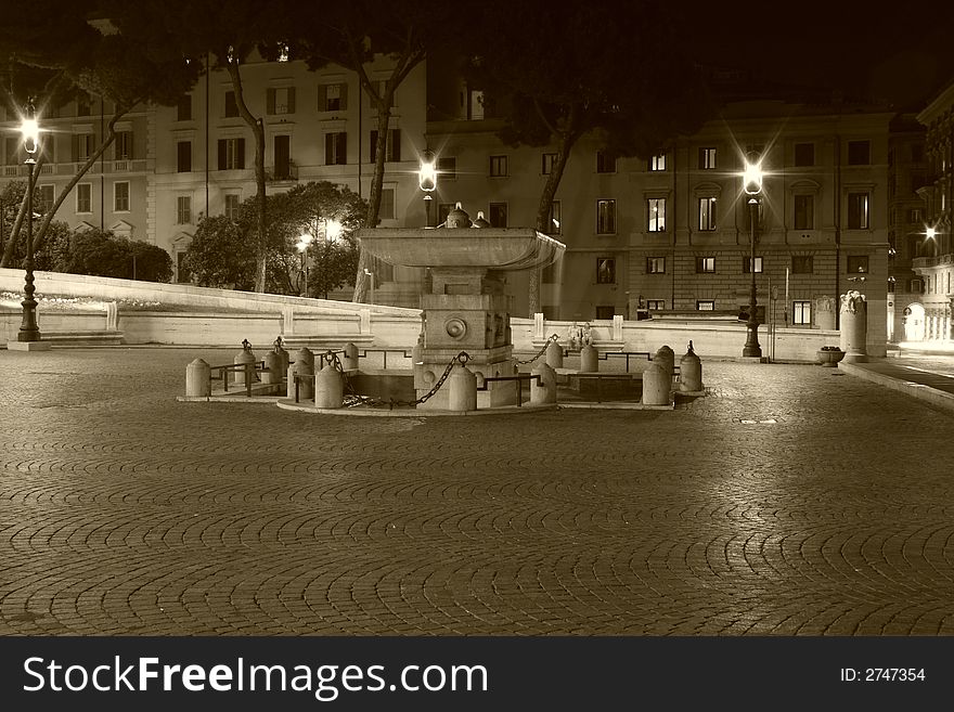 A fountain in Rome, in front of the Ministry of Defense. A fountain in Rome, in front of the Ministry of Defense.