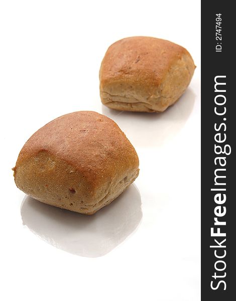 Bread rolls on white background