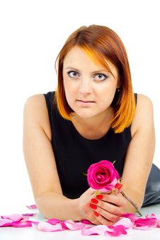 Beautiful Girl With A Rose Stock Photography
