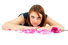 Beautiful Girl With Rose Petals Stock Photos Beautiful Girl With Rose Petals Stock Photos