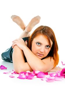 Portrait Of Girl With Petals Of Roses Royalty Free Stock Photography Portrait Of Girl With Petals Of Roses Royalty Free Stock Photography