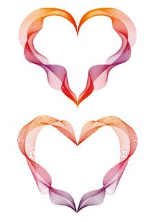 Abstract Ribbon Hearts, Vector Abstract Ribbon Hearts, Vector