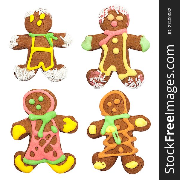 Isolated gingerbread, man on white background