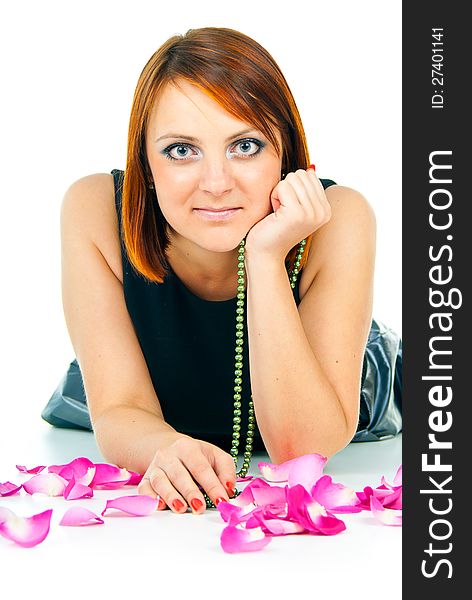 Portrait Of A Girl In Rose Petals