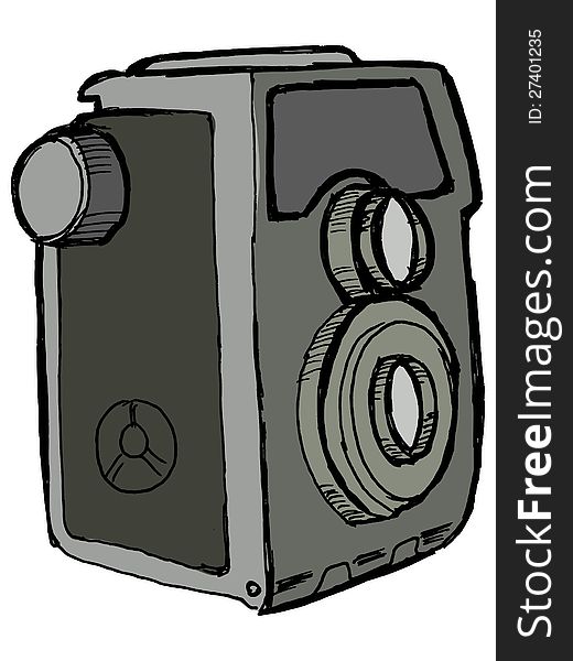 Illustration of the old camera on white