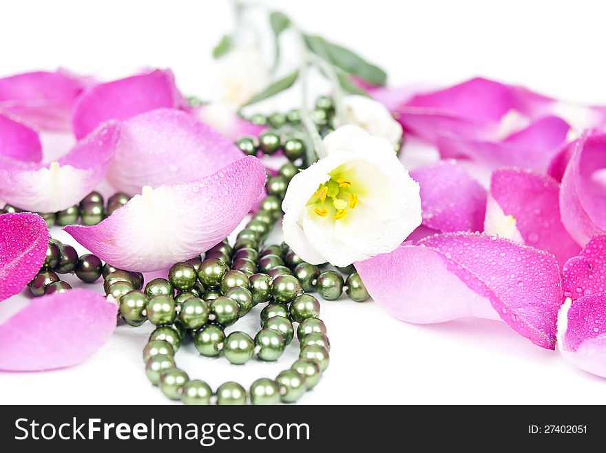 Flower petals beads background isolated