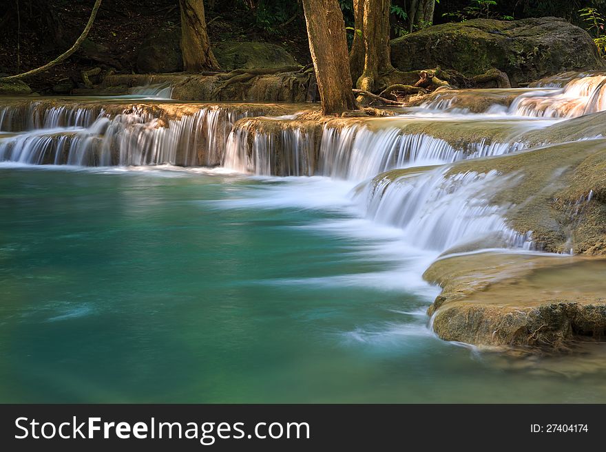 Deep forest Waterfall in Kanchanaburi, Thailand