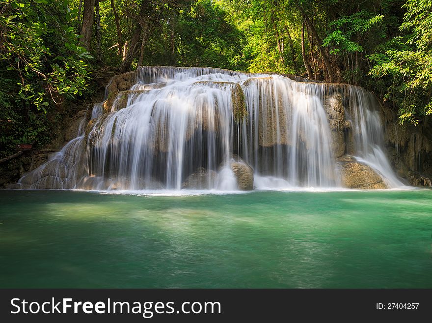 Deep forest Waterfall in Kanchanaburi, Thailand