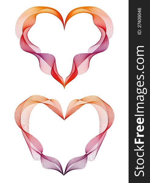 Colorful abstract ribbon hearts, vector background