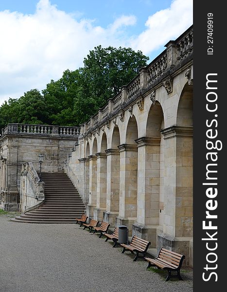 Schlossplatz with arcaded sidewalk coburg germany bavaria. Schlossplatz with arcaded sidewalk coburg germany bavaria