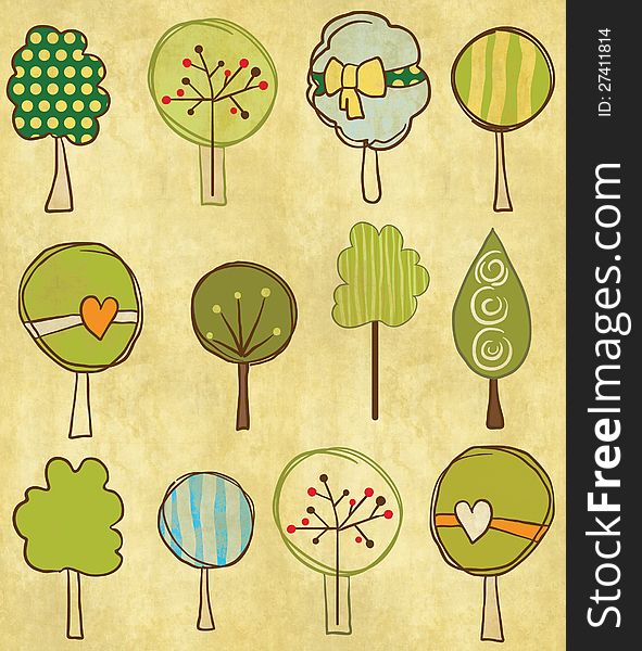 Funny Trees Seamless Pattern