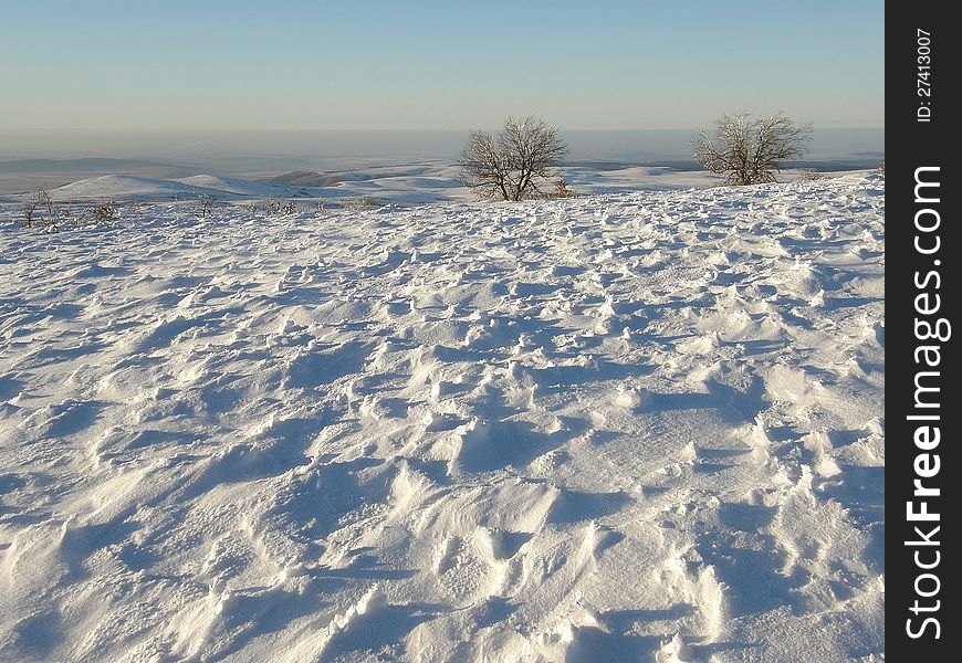 Winter scene in mountains. Crimea, Ukraine. Winter scene in mountains. Crimea, Ukraine.