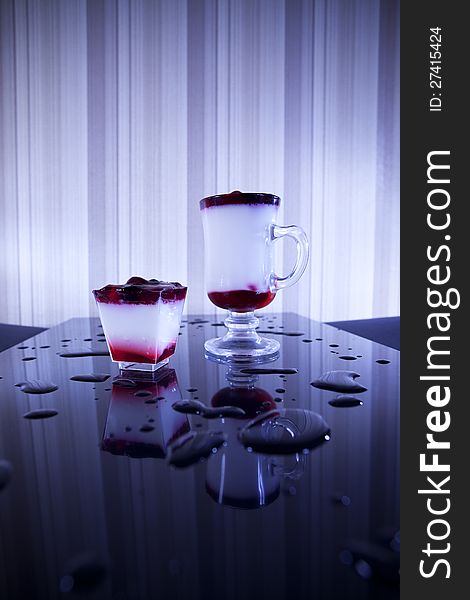 White and red two glasses decorating table bar. White and red two glasses decorating table bar