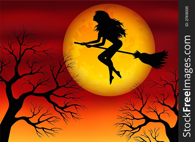 Witch on a broomstick