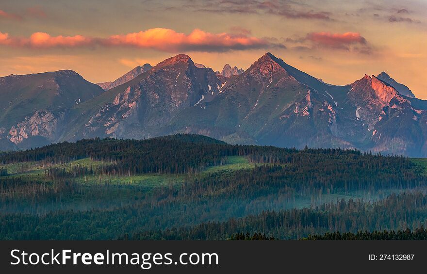 Landscape In The Morning, View From Spis To Tatra National Park