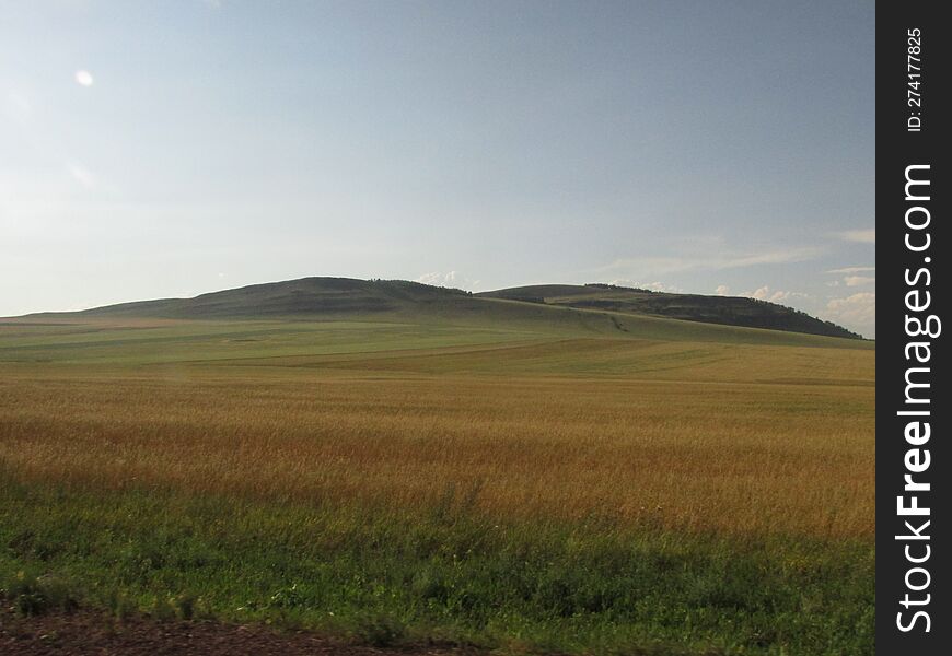 Mountains and steppes of Khakassia in summer