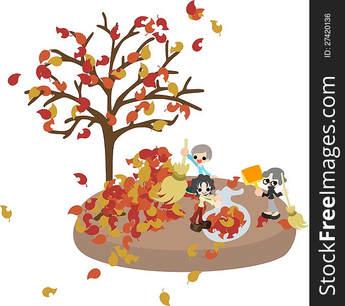 Today is New Year's Eve. Let's pick up many fallen leaves and clean the garden. Today is New Year's Eve. Let's pick up many fallen leaves and clean the garden.