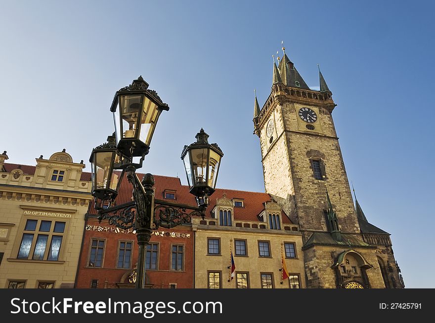 Famous clock tower in Prague, Czech Republic