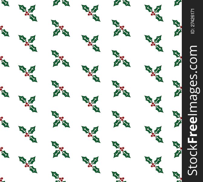 Repeating Holly Christmas Pattern