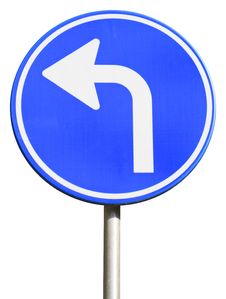 Isolated Dutch Blue Road Sign Pointing Left Stock Photos Isolated Dutch Blue Road Sign Pointing Left Stock Photos