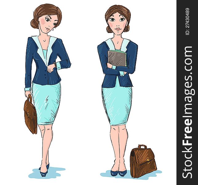 Business woman vector cartoon, isolated