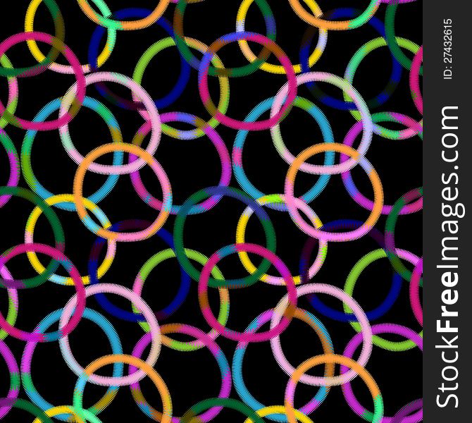 Seamless black pattern with colorful vivid transparent rings (Vector EPS 10). Seamless black pattern with colorful vivid transparent rings (Vector EPS 10)