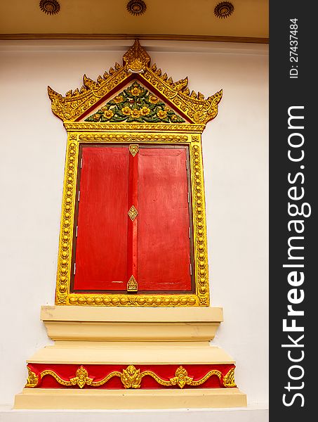 Thai temple window, gold color and red color