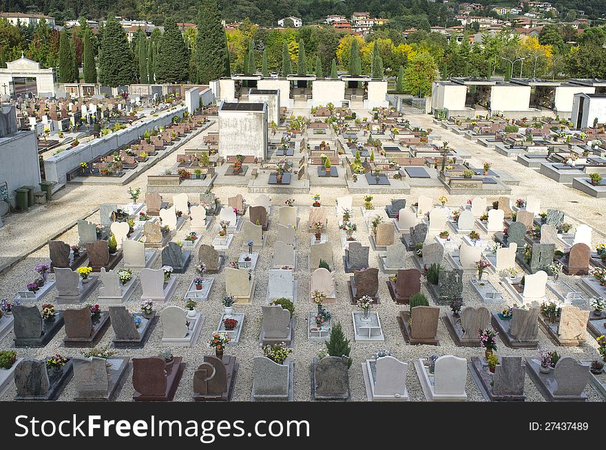 Top view of an Italian cemetery