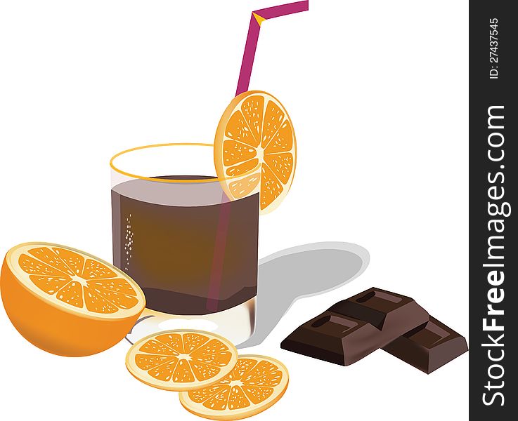 Drink with chocolate and fruit