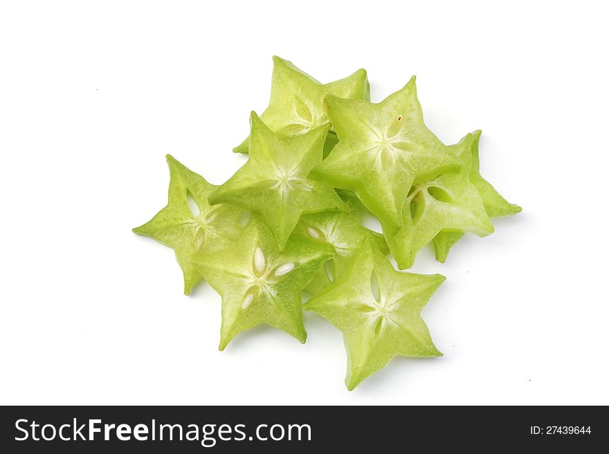 Fresh star fruits on white background