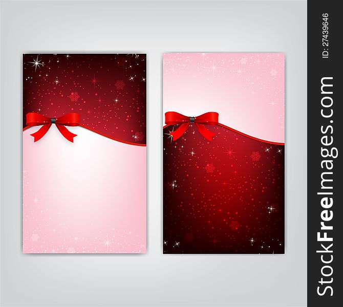 Greeting cards with red bows and copy space. Greeting cards with red bows and copy space.