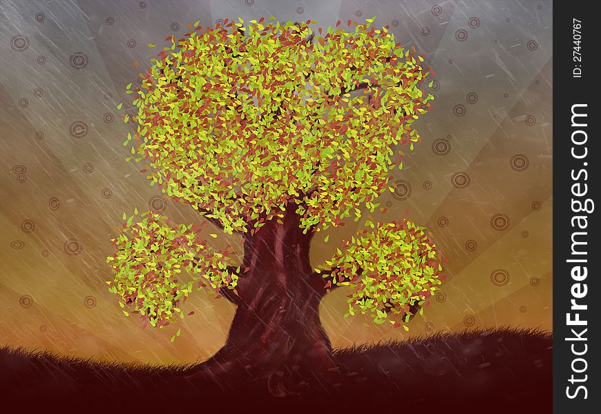 Abstract digital illustration of autumn fantasy tree. Abstract digital illustration of autumn fantasy tree.