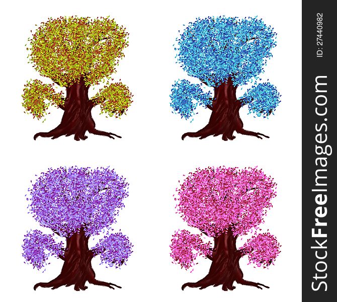 Fantasy Trees Of Different Colors