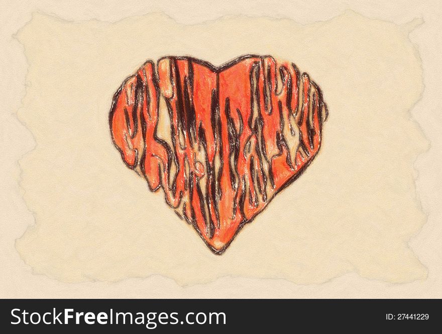 Grunge heart on paper