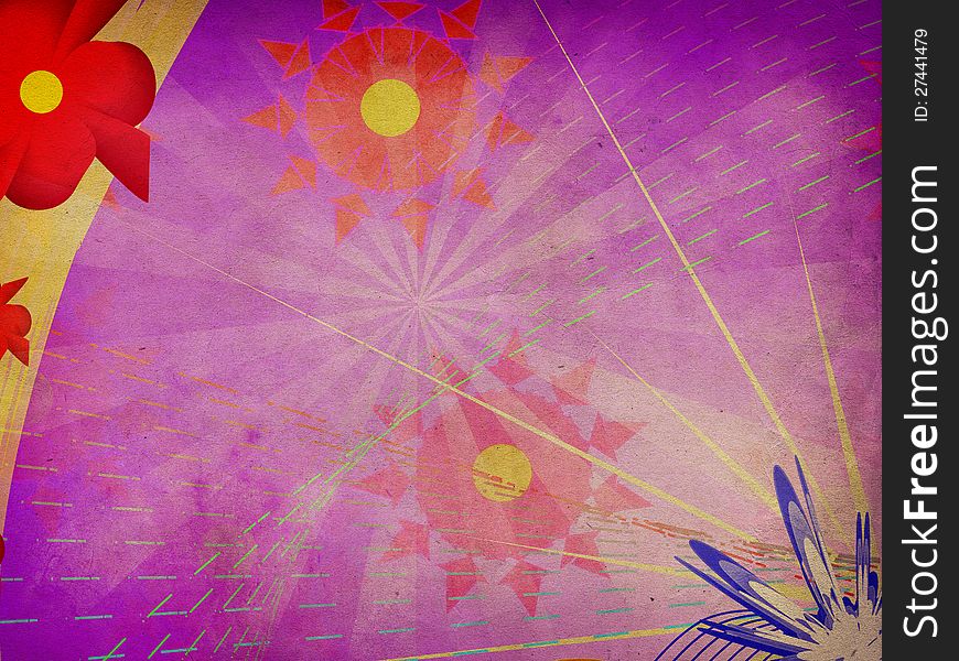 Purple Background With Abstract Flowers