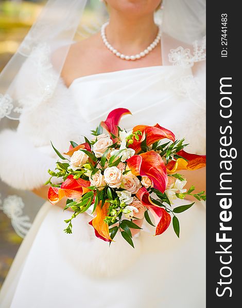 Bride With Orange Lilies